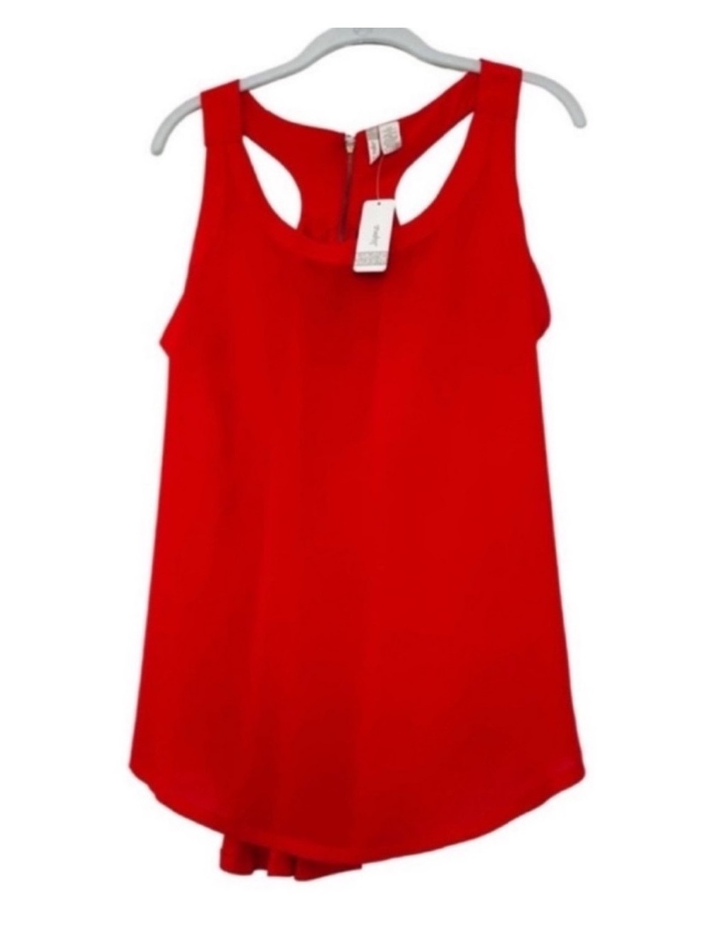 NEW Japna Sleeveless Dressy Blouse Flowy Racerback Scoop Neck Red Size L